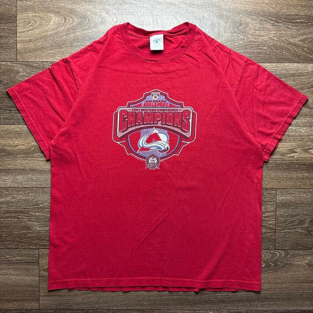 Red Colorado Avalanche 2002 Western Conference Champions Graphic Tee